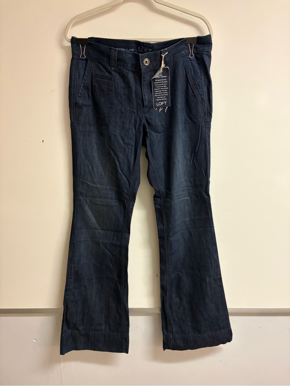 LOFT Modern Flare Jeans in Dark Indigo Blue